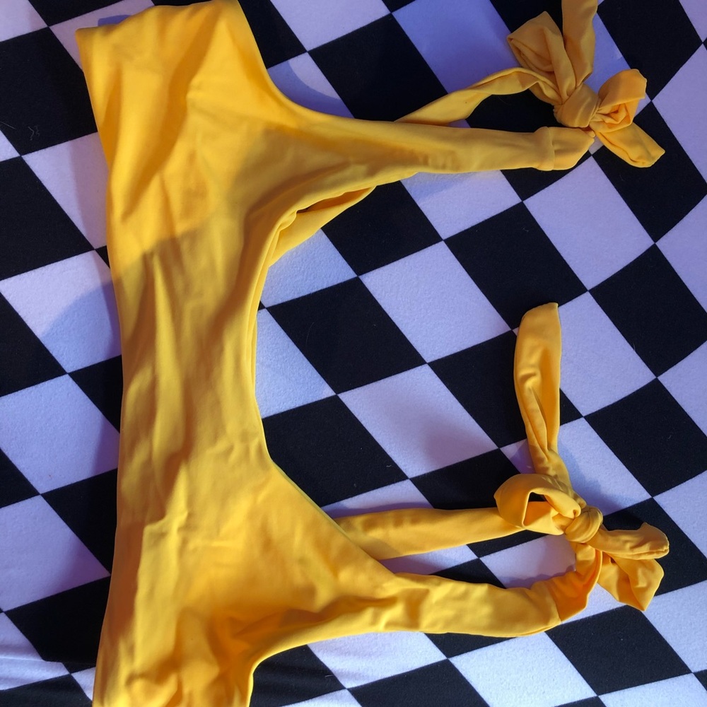 Yellow TYE Strap Bikini Top